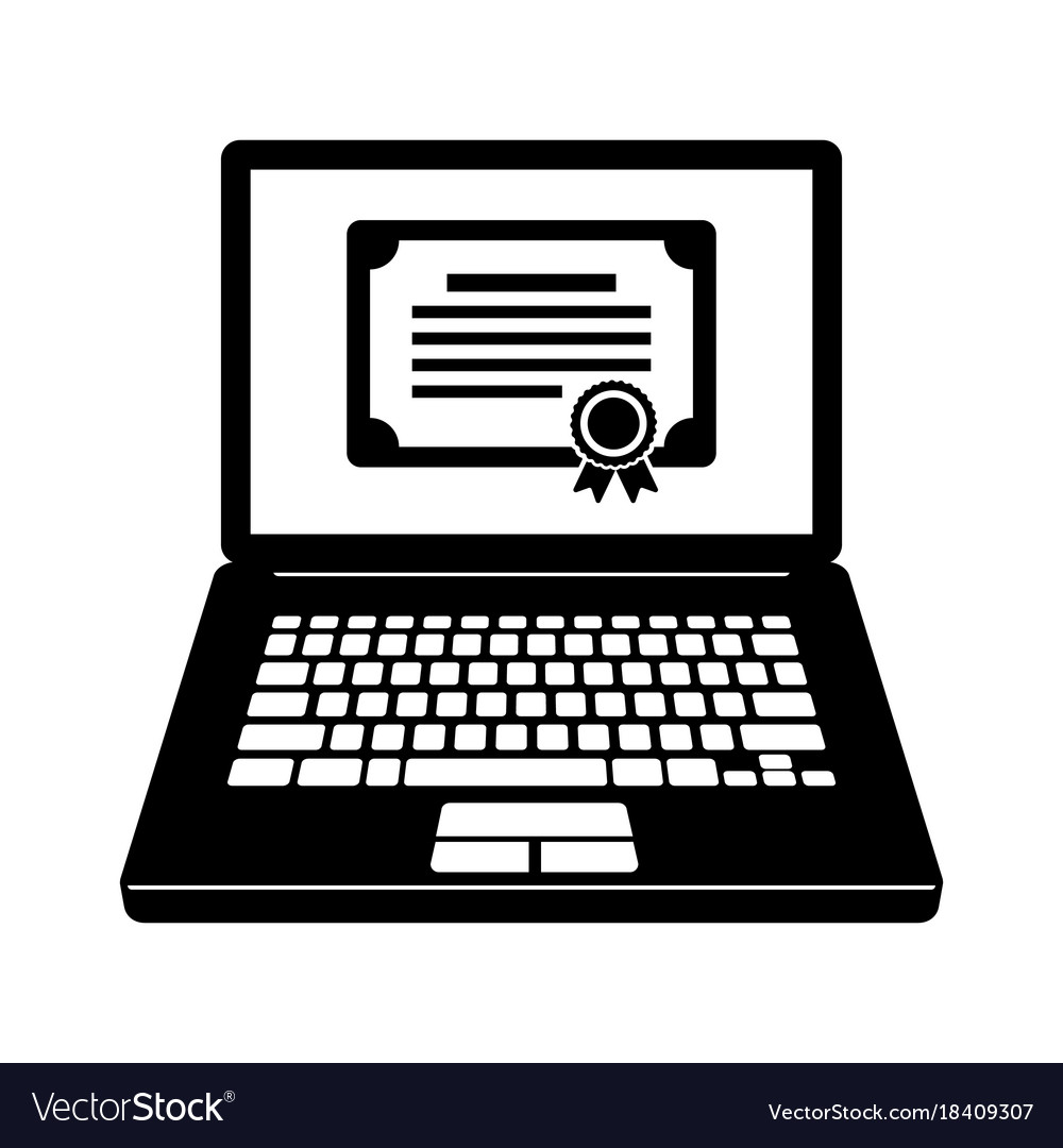 Laptop and certificate icon