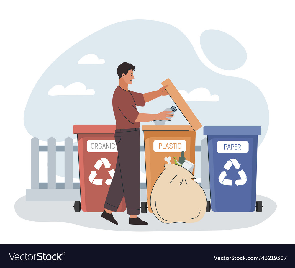 Man throws garbage into basket