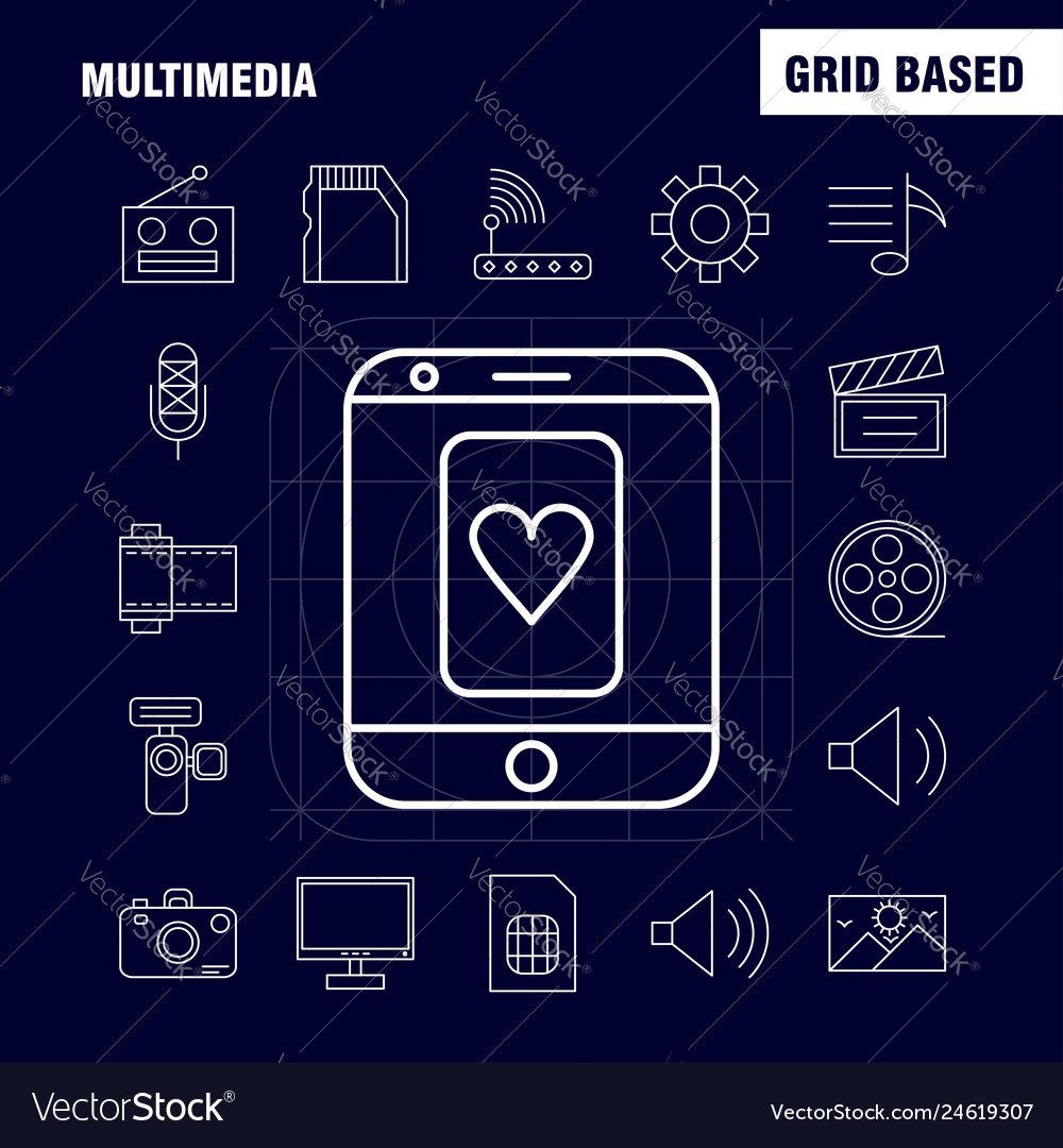 Multimedia line icon for web print and mobile vector image Multimedia line icon for web print and mobile