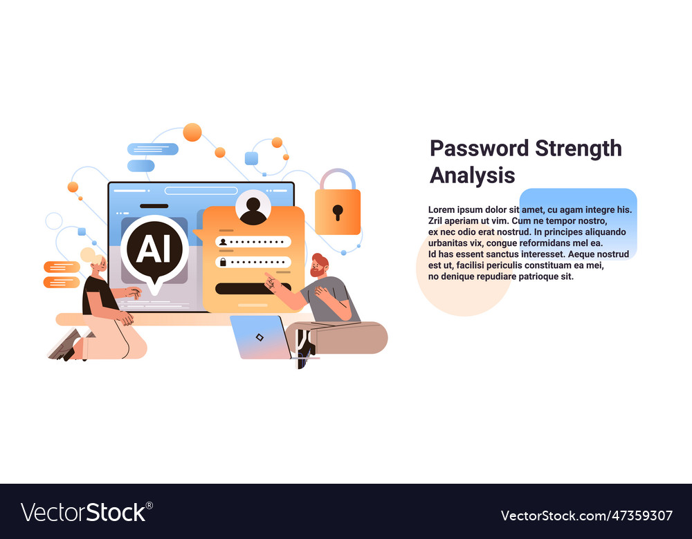 People secure and protecting personal data with ai vector image People secure and protecting personal data with ai