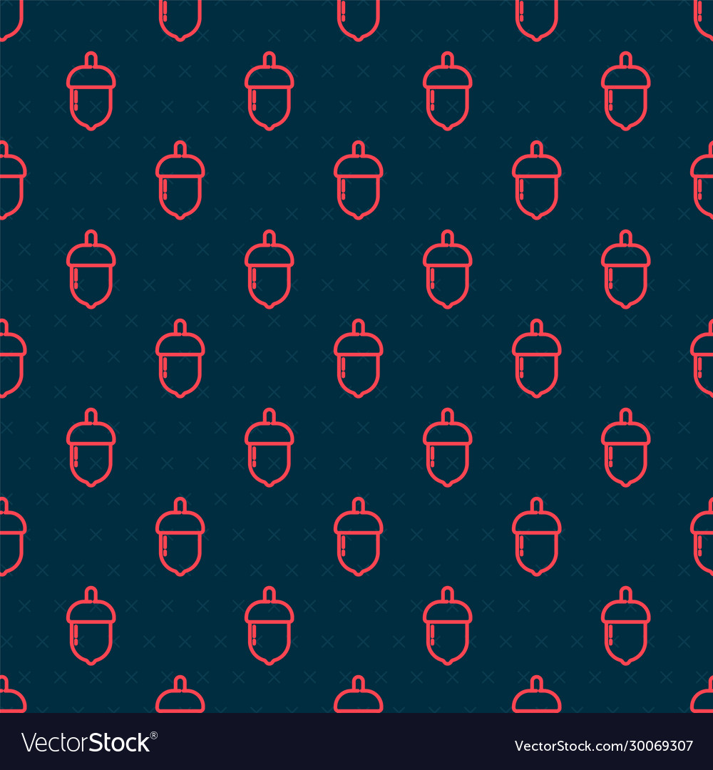 Rote Linie Acorn Ikone isoliert nahtloses Muster Vector Image Rote Linie Acorn Ikone isoliert nahtloses Muster