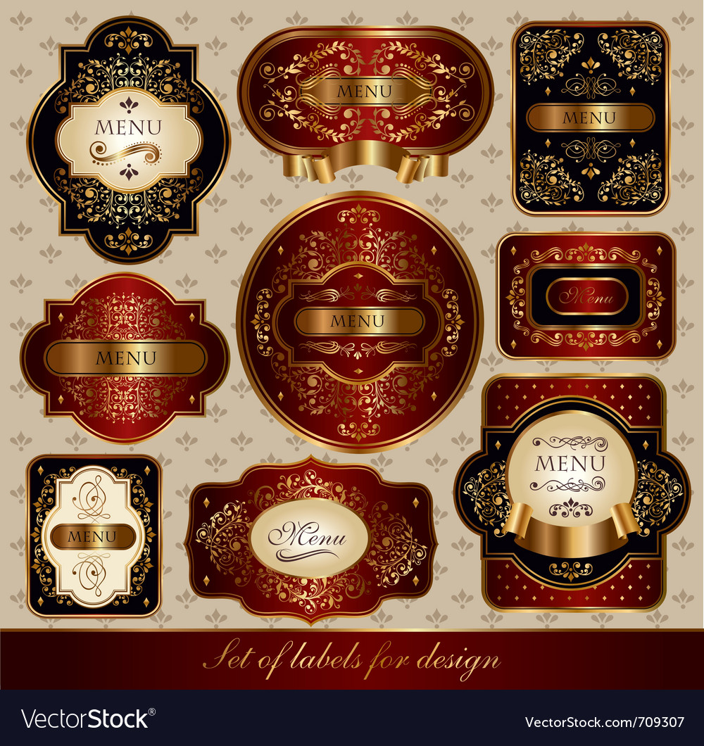 Set black-golden elegance labels Royalty Free Vector Image