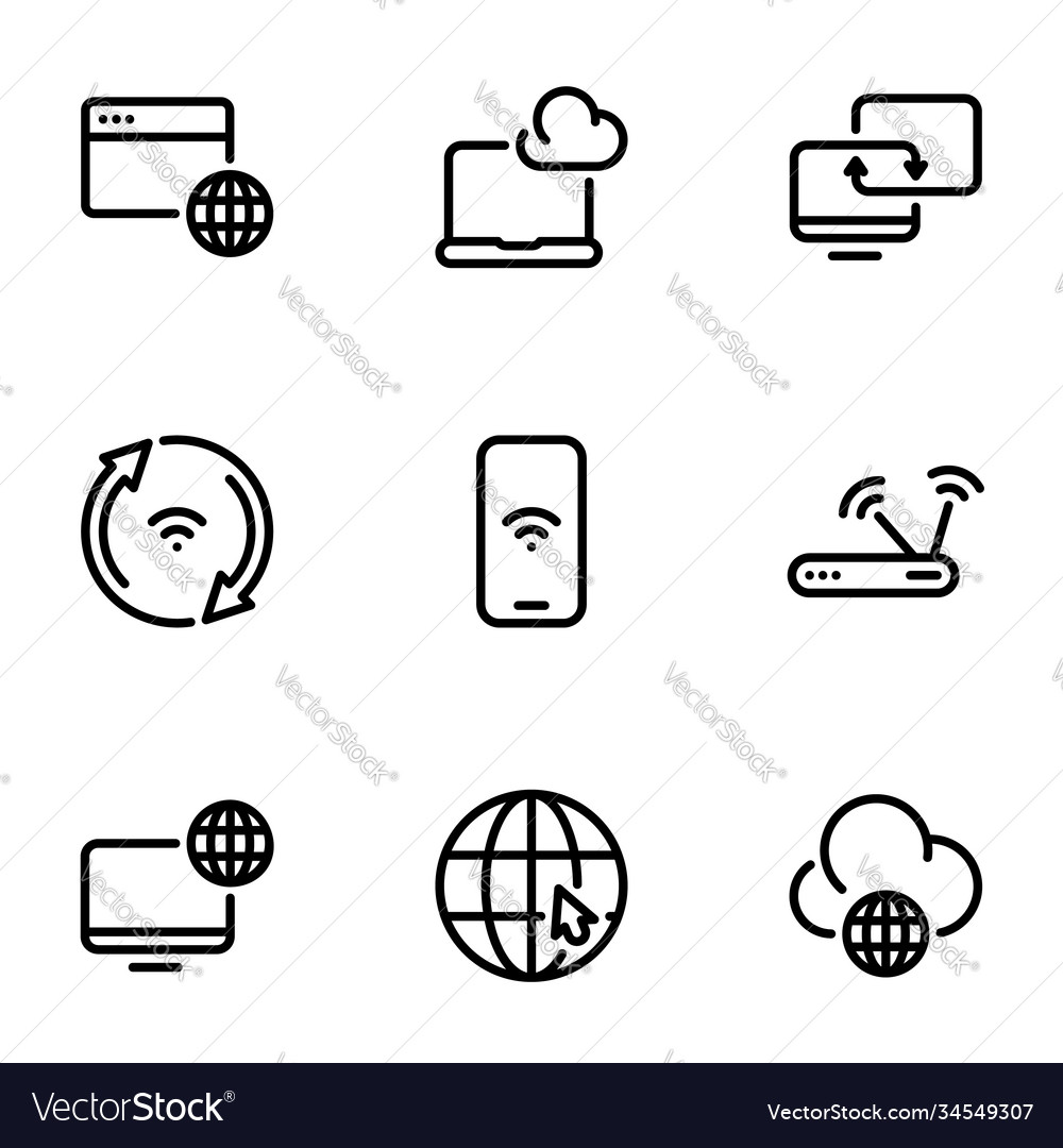 Setzen Sie Icons auf eine Thema-Internet-Kommunikation vector image Setzen Sie Icons auf eine Thema-Internet-Kommunikation