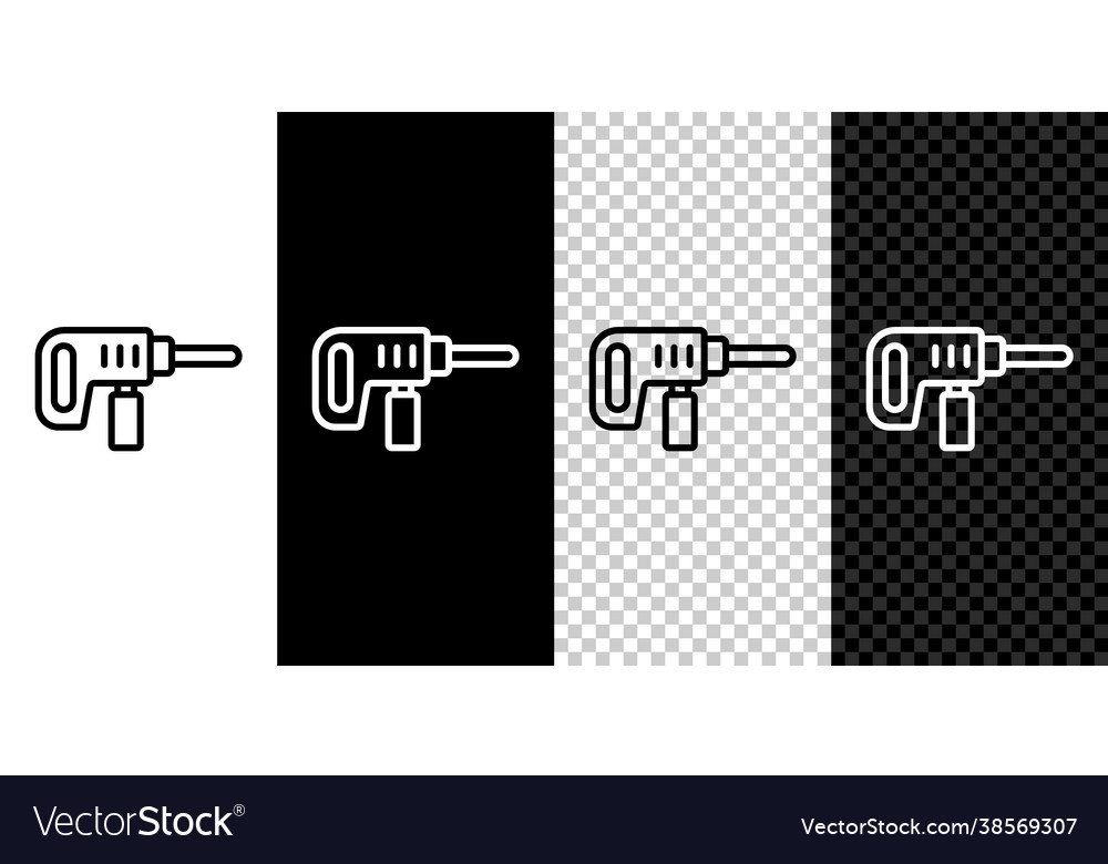 Set line electric drill machine icon isolated