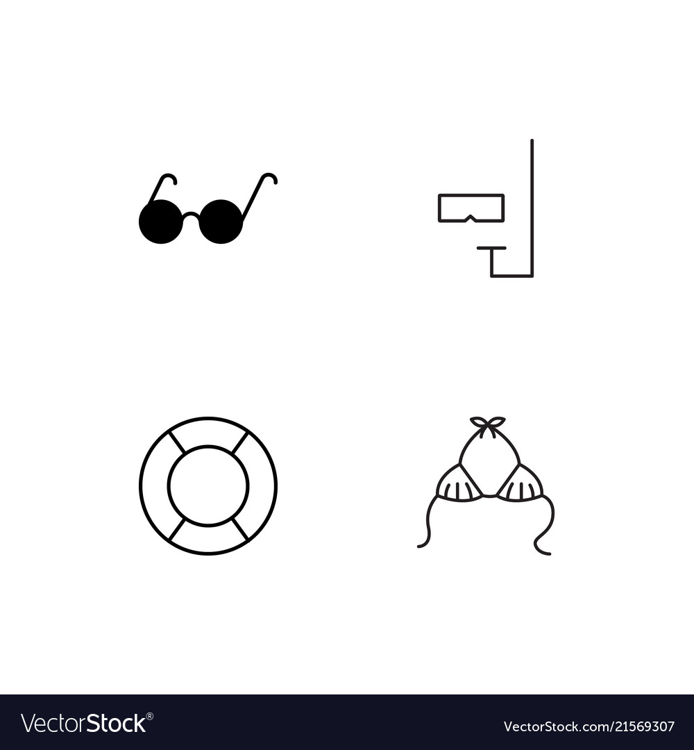 Summer linear icons set simple outline