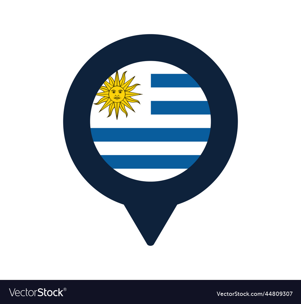 Uruguay flag and map pointer icon national