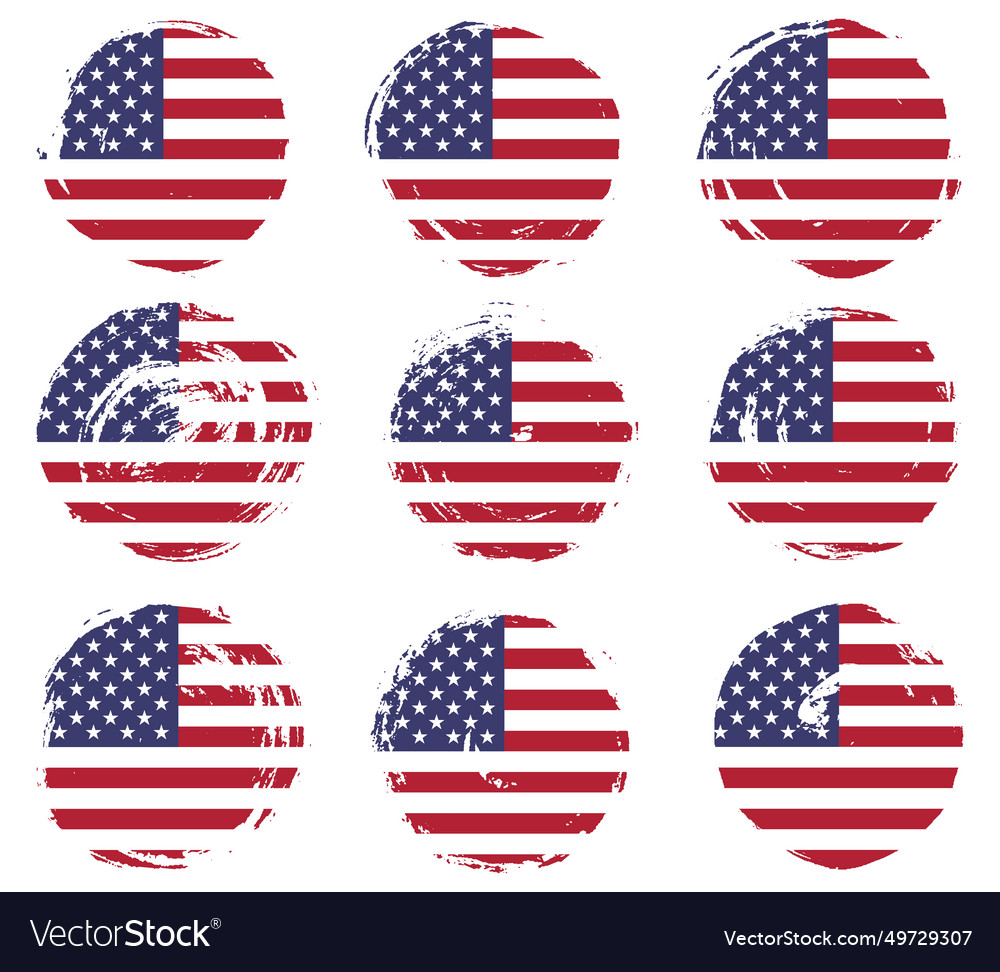 Usa flag on button round textured badge Vector Image Usa flag on button round textured badge
