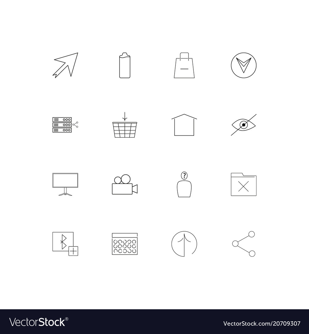 User interface simple linear icons set outlined