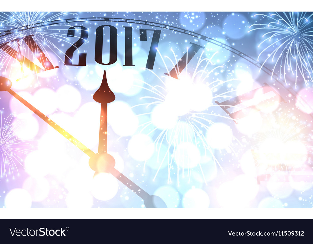 2017 new year background with clock