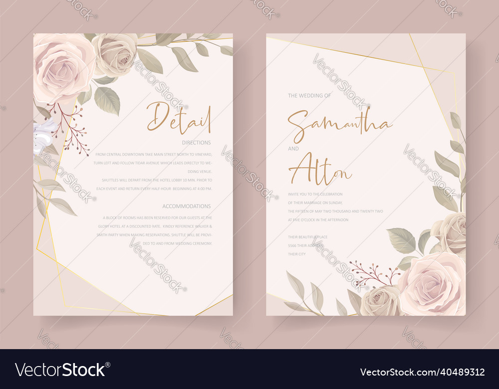 Schöne Hand gezogen Rosen Hochzeit Einladung