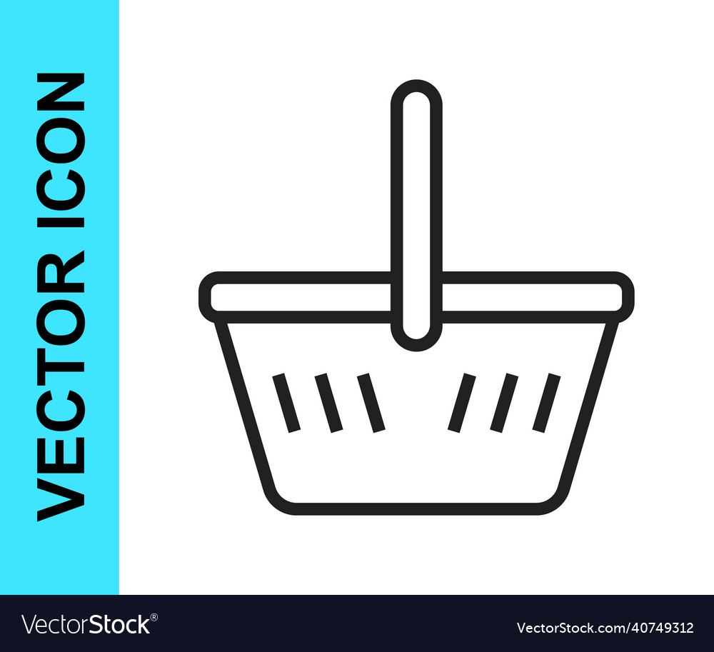 Black line shopping basket icon isolated on white