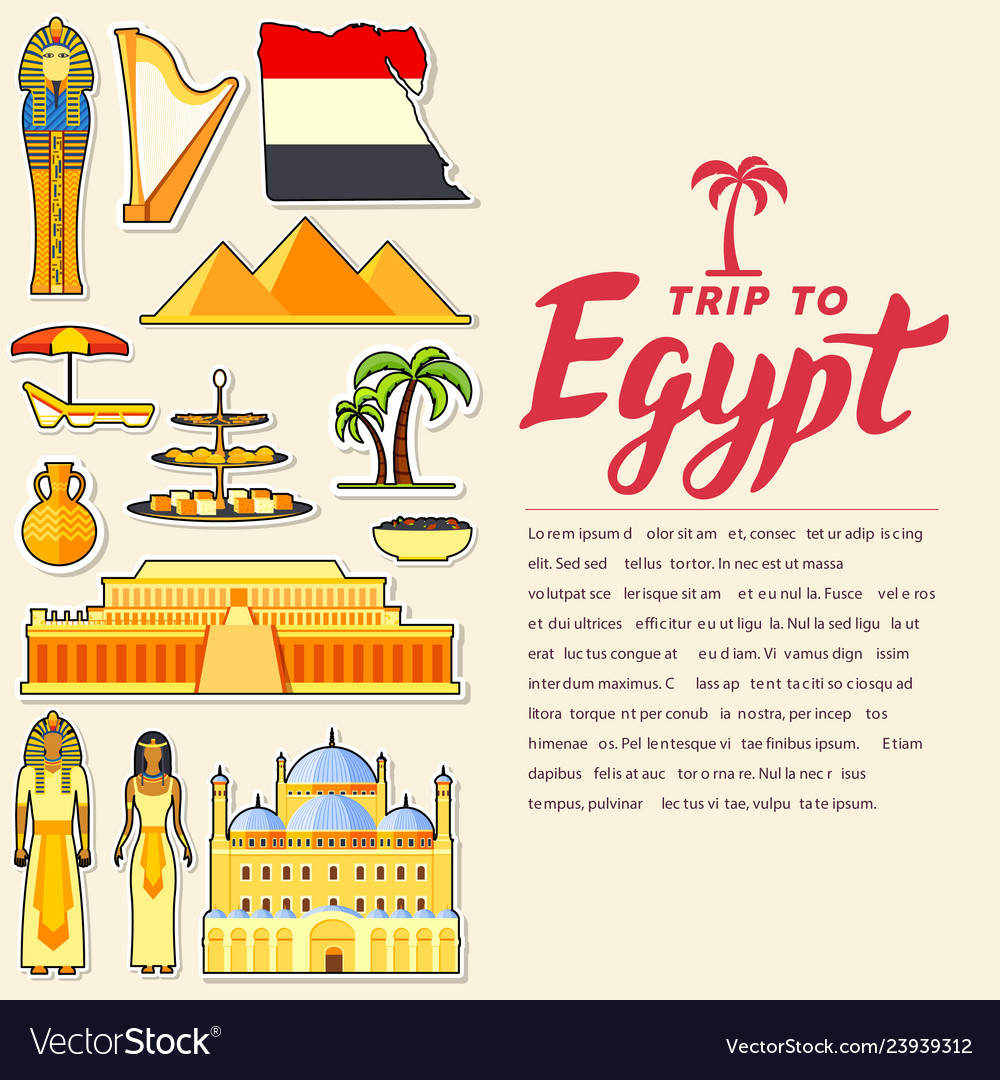 Country egypt travel vacation guide of goods Vector Image Country egypt travel vacation guide of goods