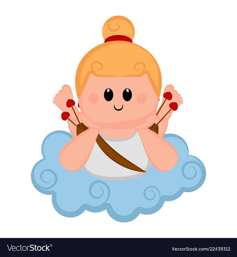 Cute cupid girl icon with bow and arrows