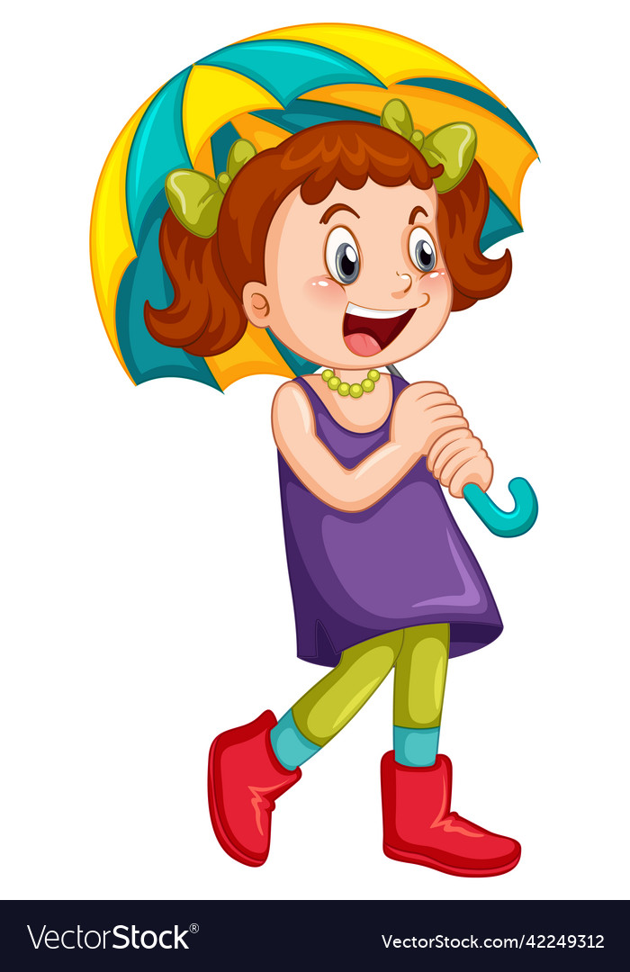 Cute girl holding an umbrella Royalty Free Vector Image