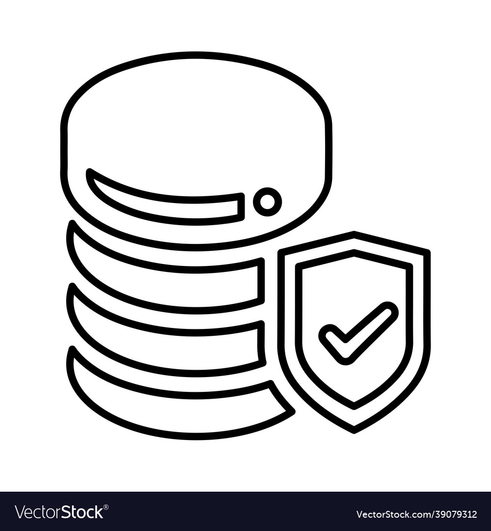 Database protection security outline icon line
