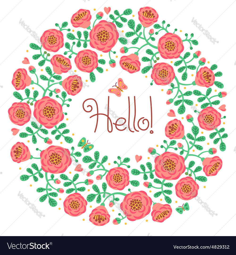 Floral card with wreath from flowers