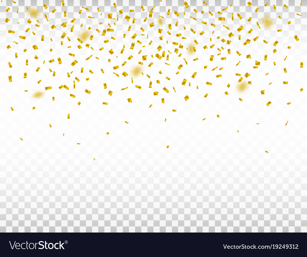 Golden confetti on transparent background