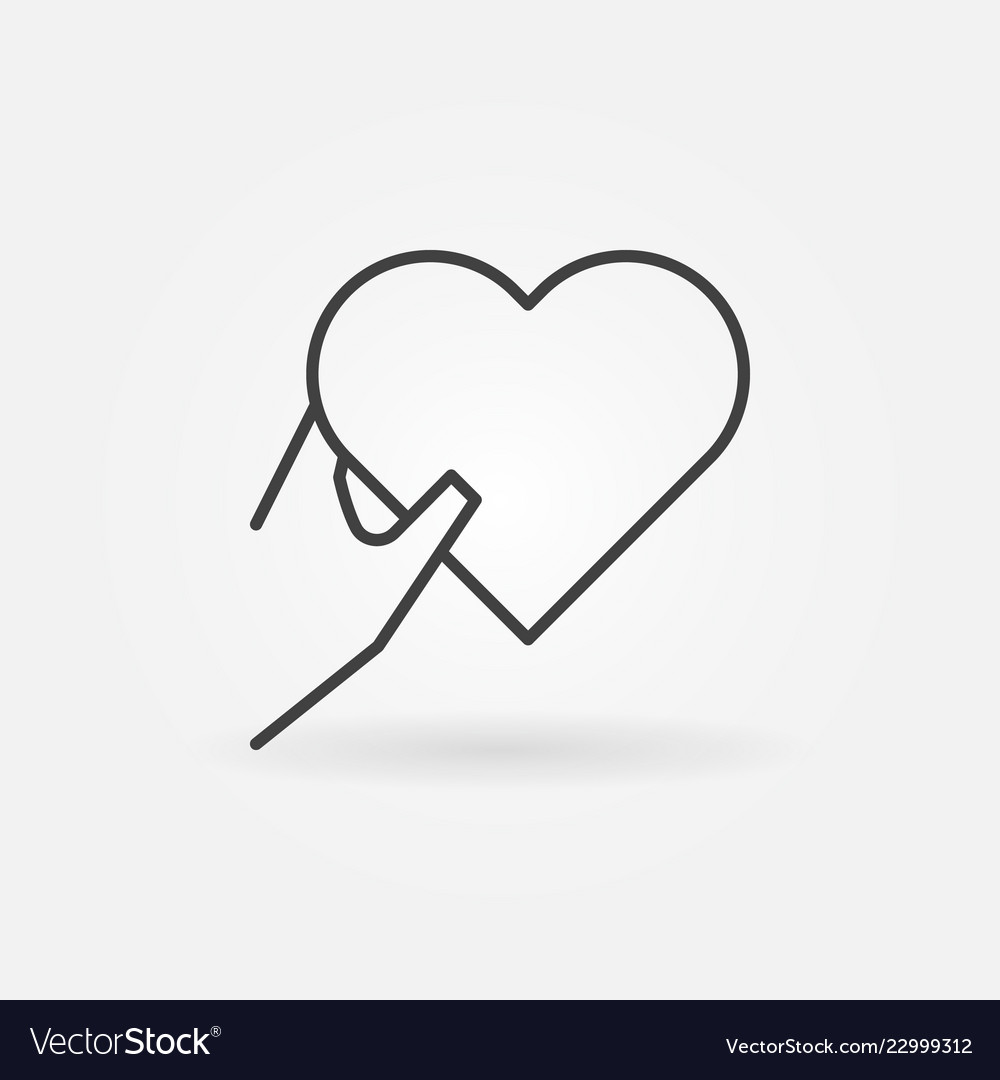 Hand holding heart icon in thin line style