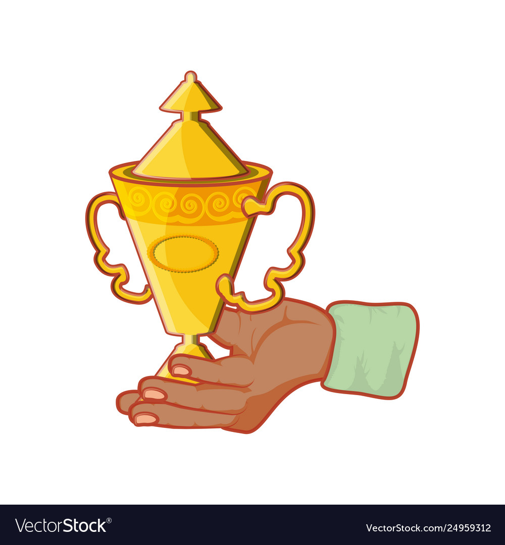 Hand with trophy award cup