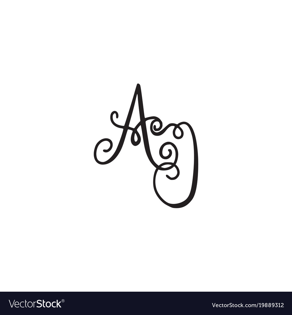 Handwritten monogram aj icon Royalty Free Vector Image