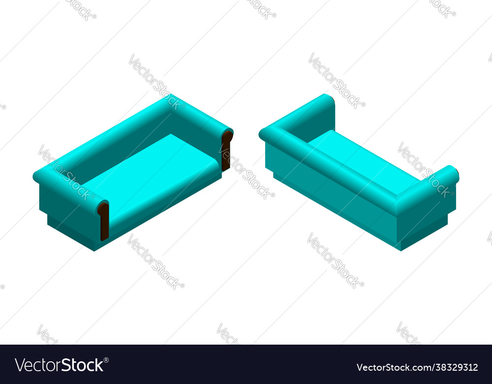 Isometric soft sofa in different projections Vector Image Isometric soft sofa in different projections