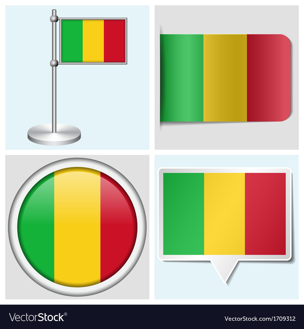 Mali flag - sticker button label flagstaff