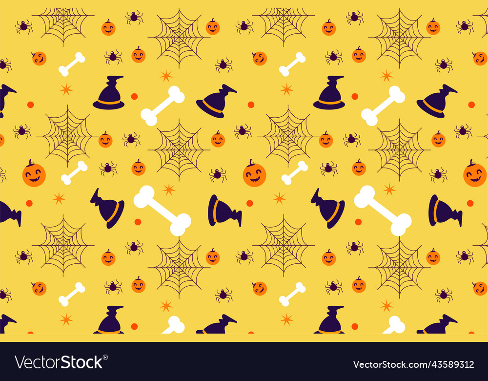 Minimal pattern decoration with bone and spooky vector image Minimal pattern decoration with bone and spooky