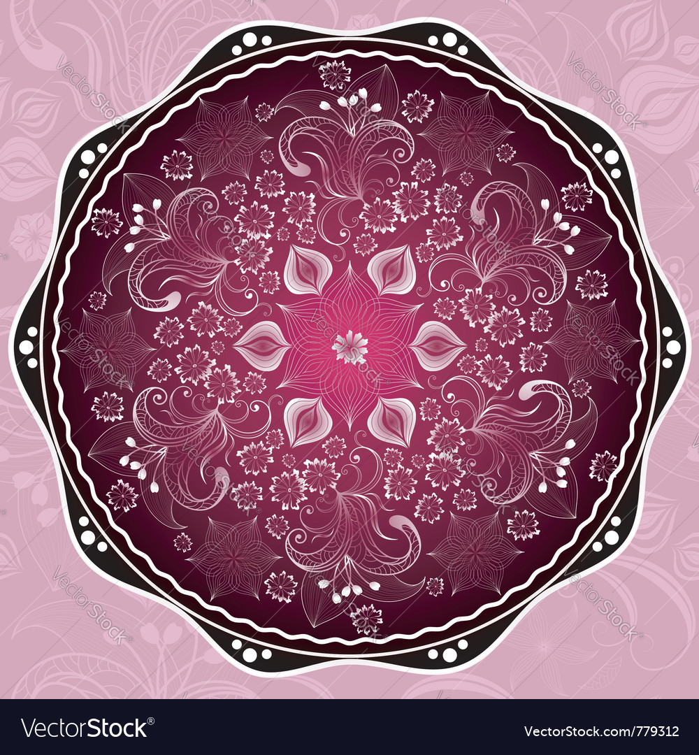 Purple round floral frame