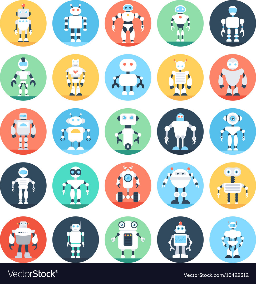 Robots colored icons 4
