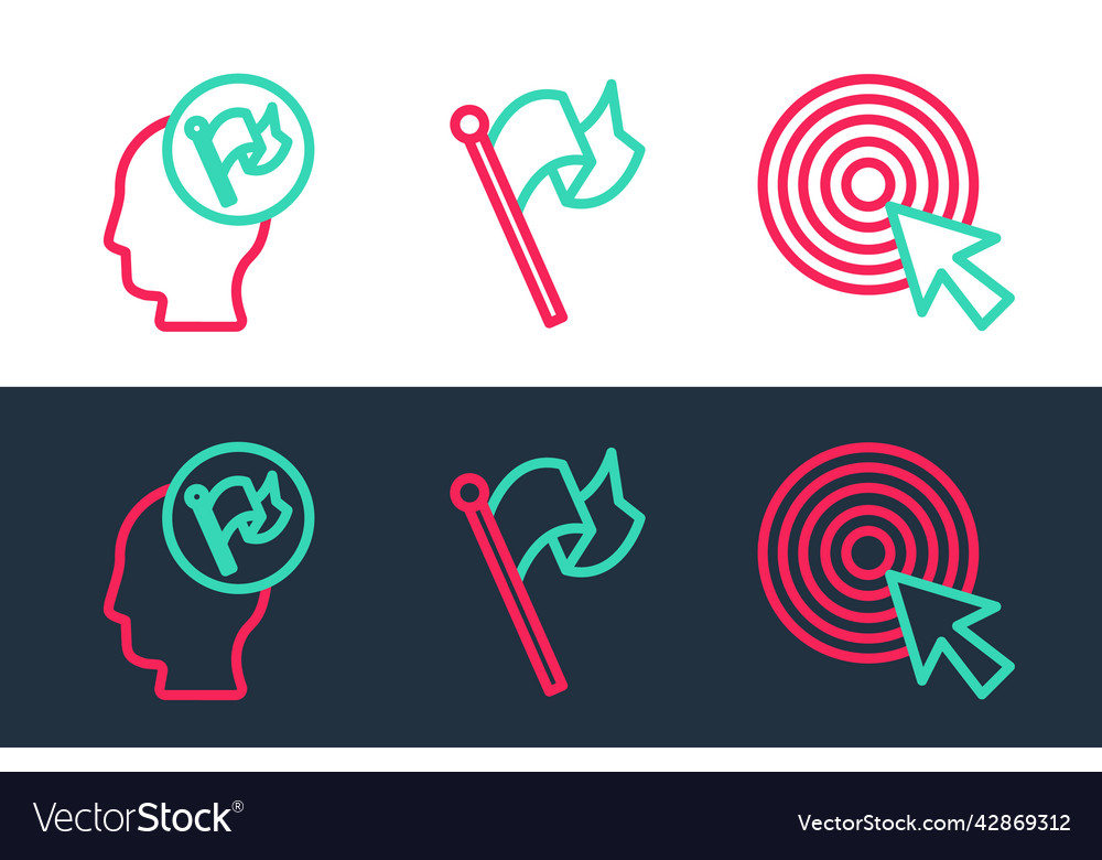 Set line target with arrow hand holding flag