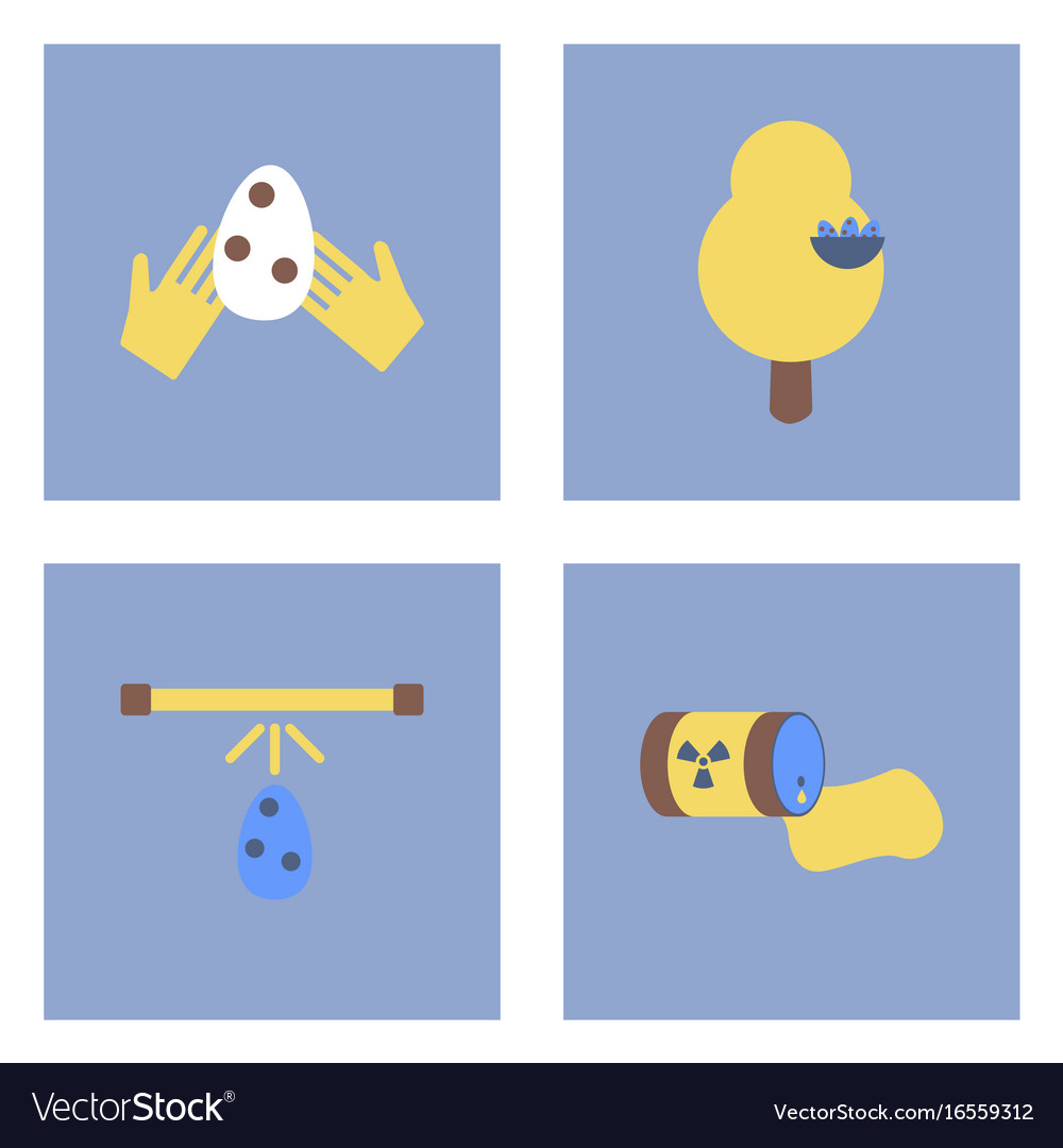 Set of modern eco system icons in flet style