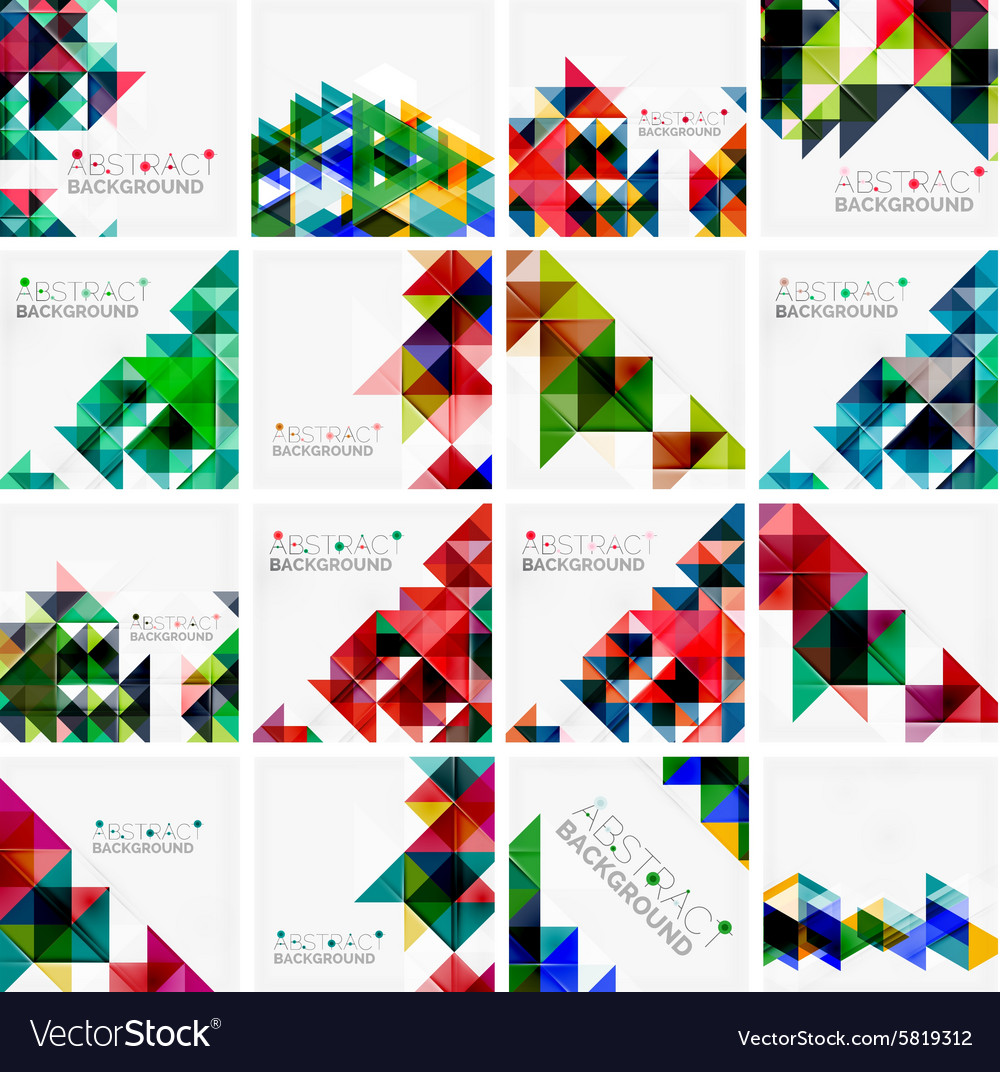 Set of triangle geometric abstract backgrounds