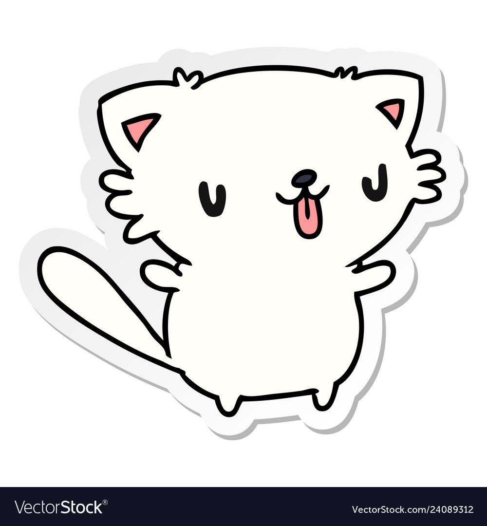 Sticker cartoon of cute kawaii cat