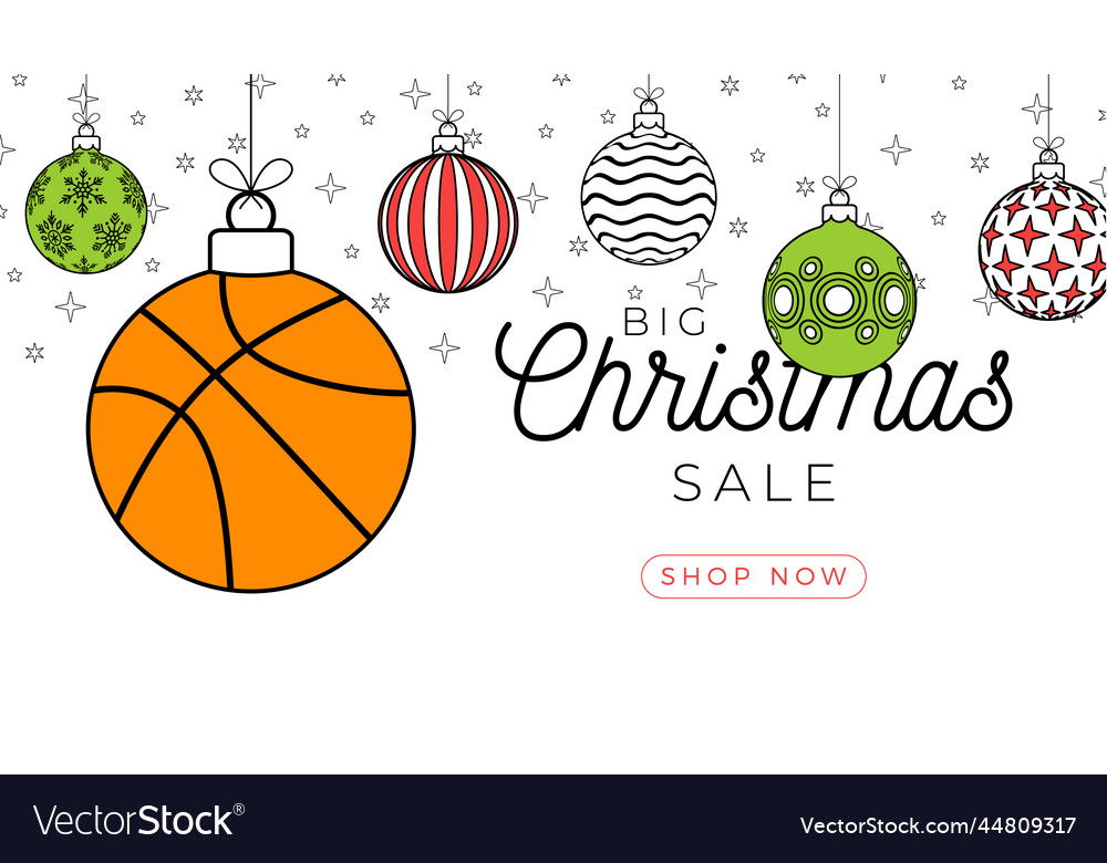 Basketball christmas greeting card in trendy line