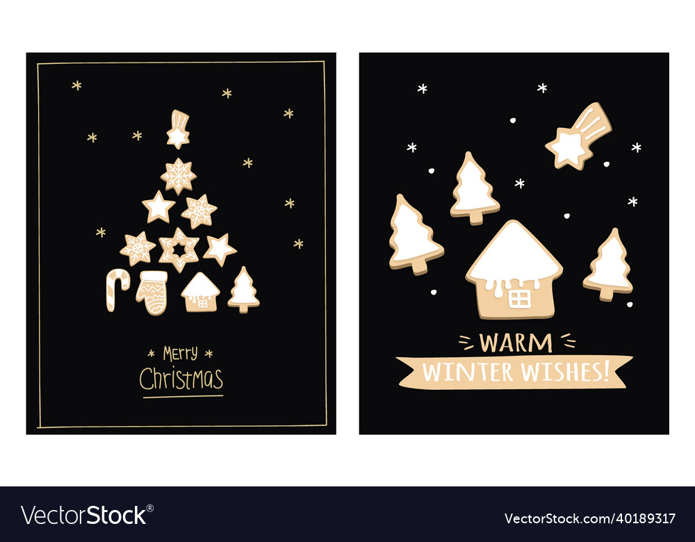 Christmas postcard with gingerbread poster