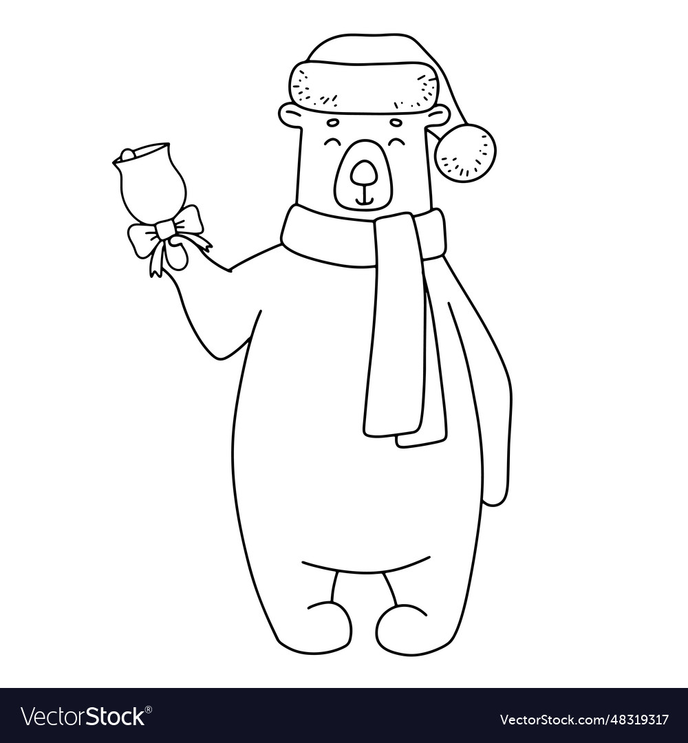 Süßer Bär in Hut Schal mit Weihnachtsglocke lustig