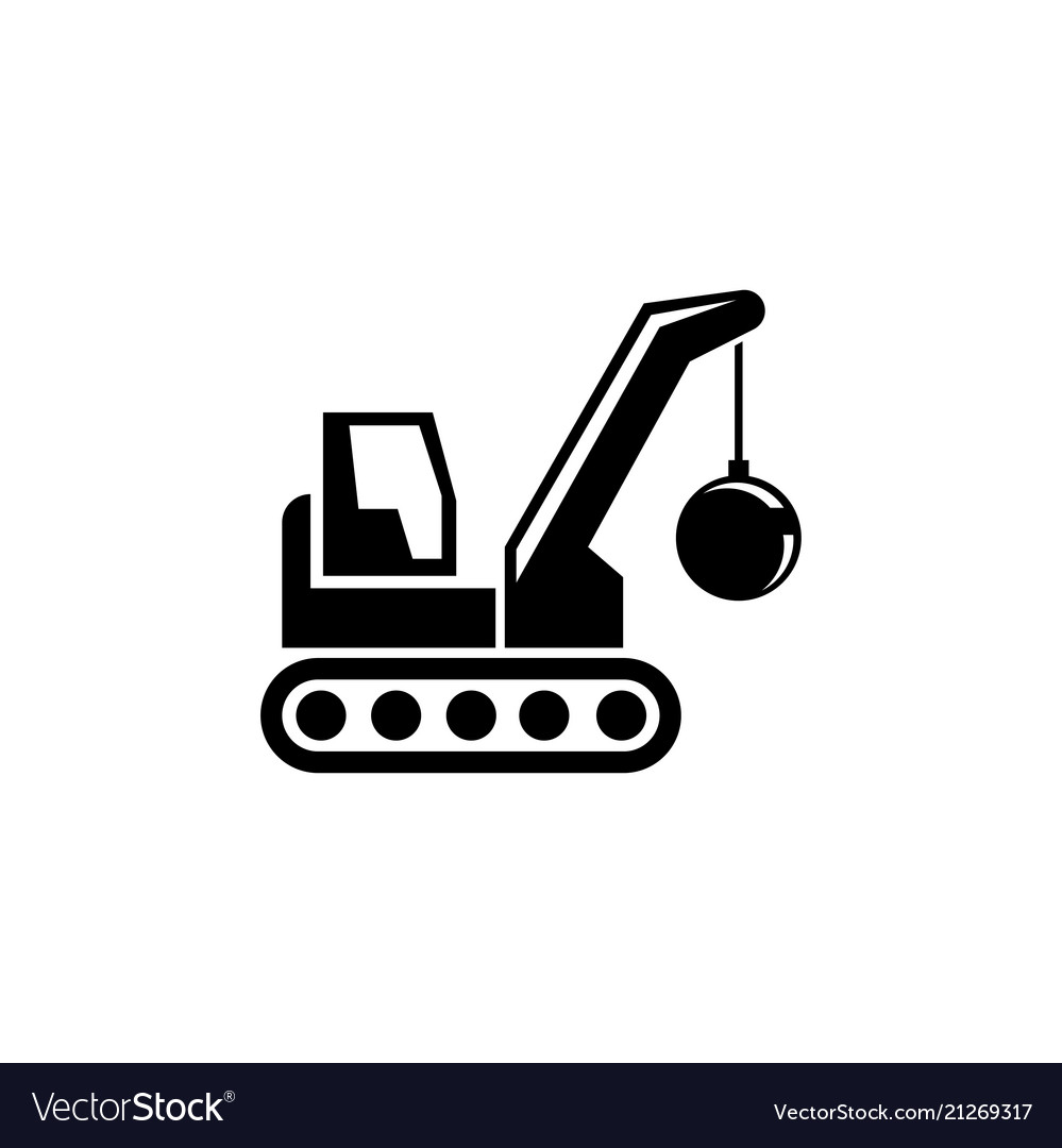 Demolition building machine crane with wrecking Vector Image