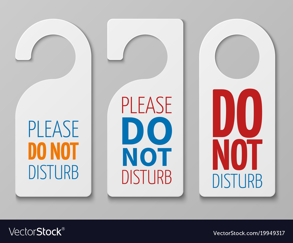 Do not disturb room signs hotel door Royalty Free Vector