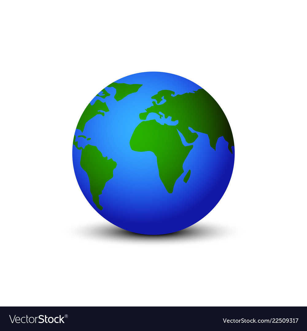 Earth globe with shadow on blank background