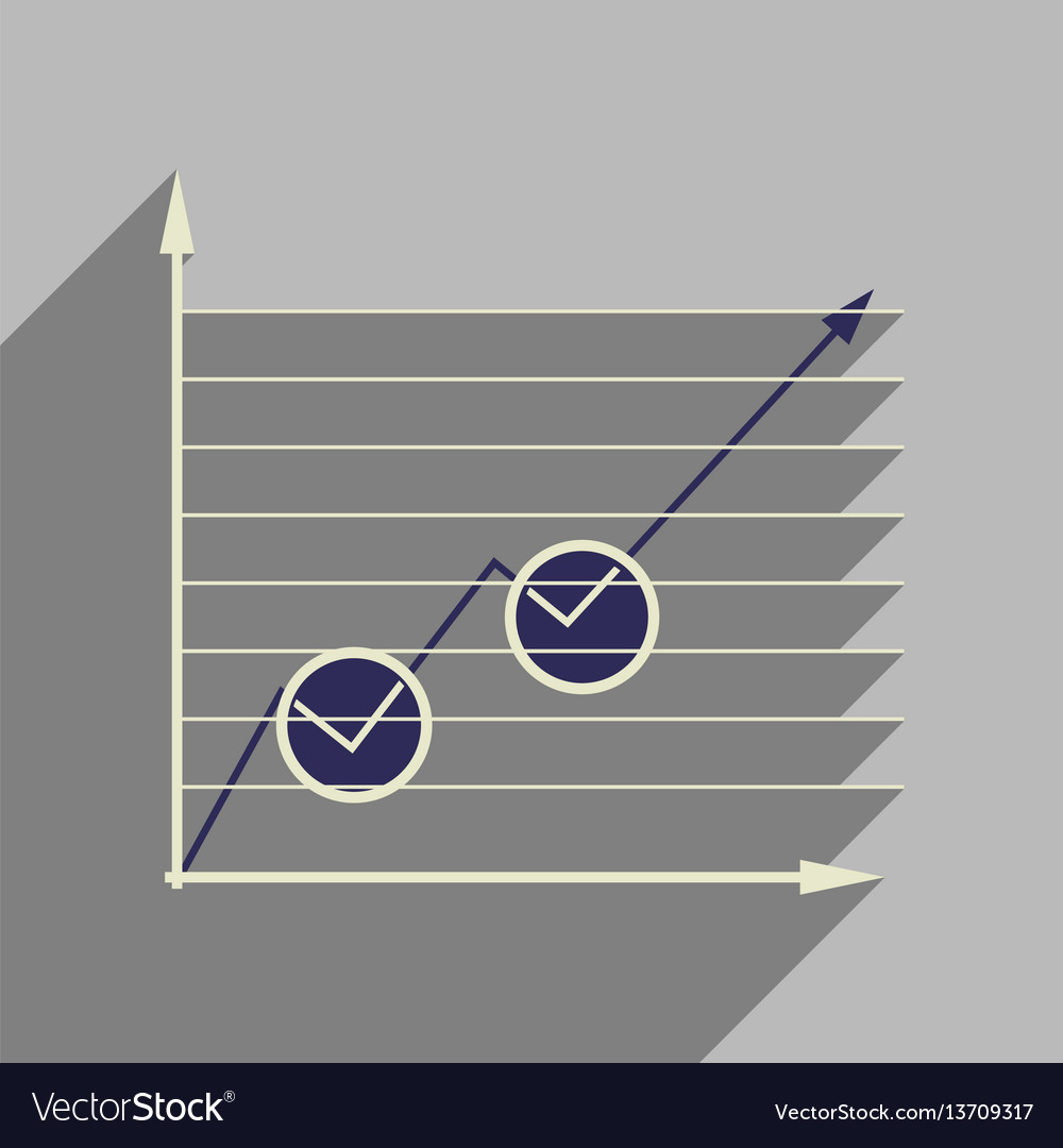 Flat web icon with long shadow economic graph