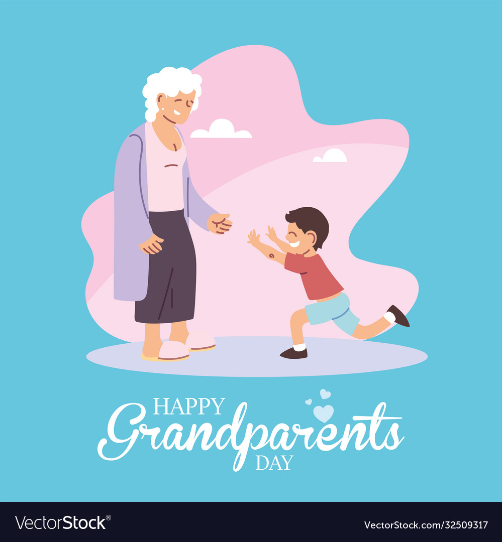 Grandmother with grandson happy grandparents Vector Image