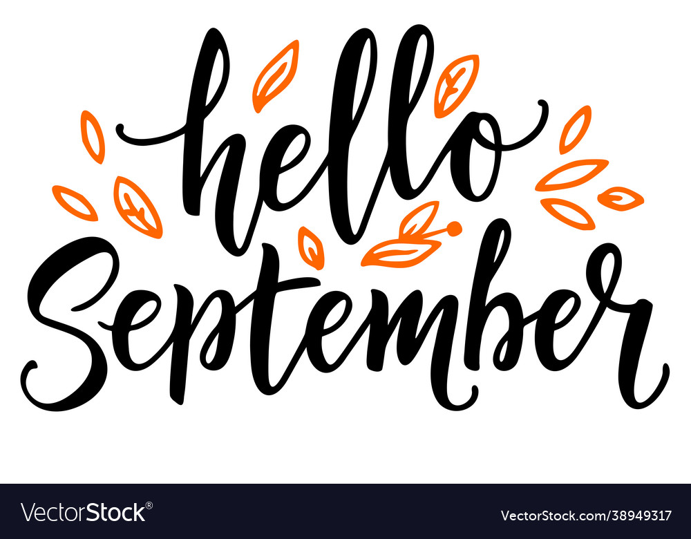 Hello september calligraphy autumn greeting