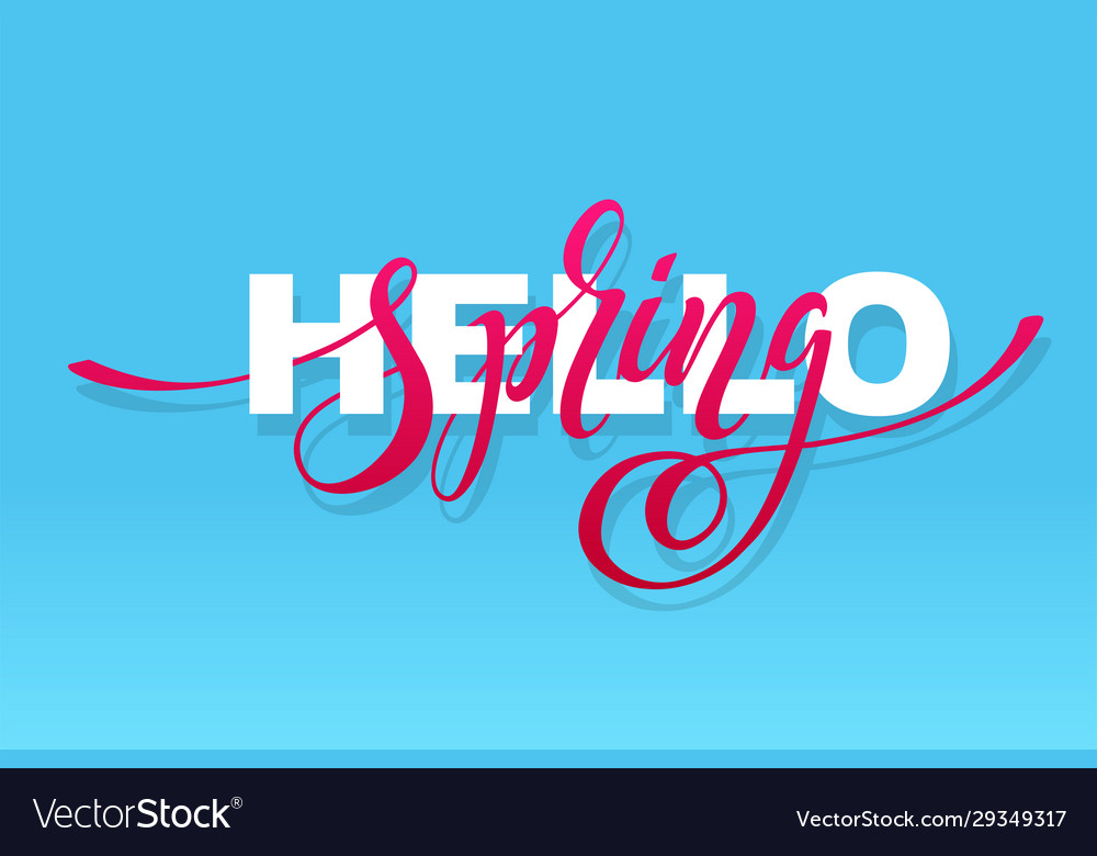 Hello spring inscription modern brush calligraphy