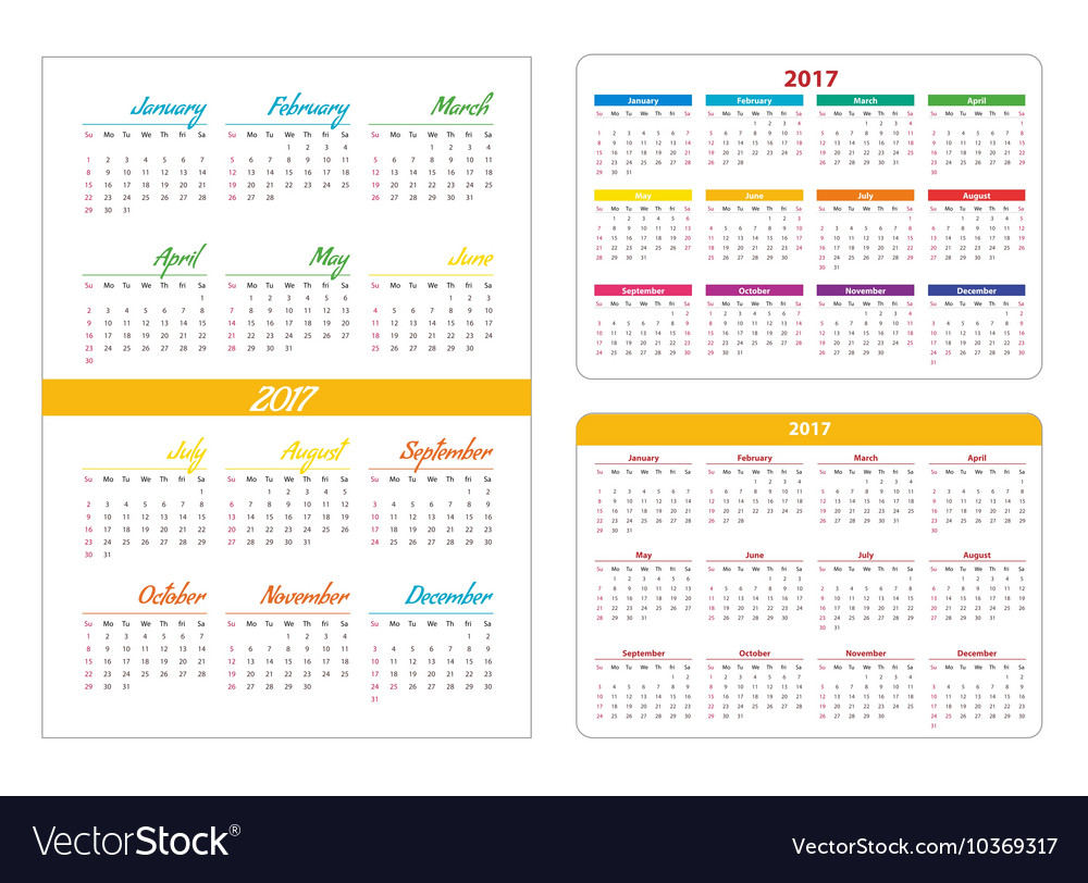 Horizontal and vertical pocket calendar Royalty Free Vector