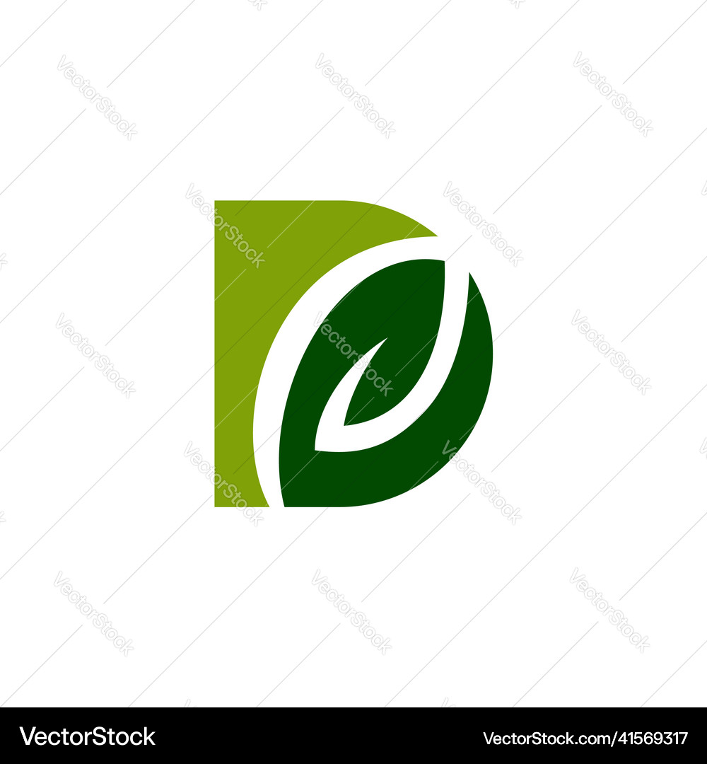 Letter d with a leaf concept Royalty Free Vector Image