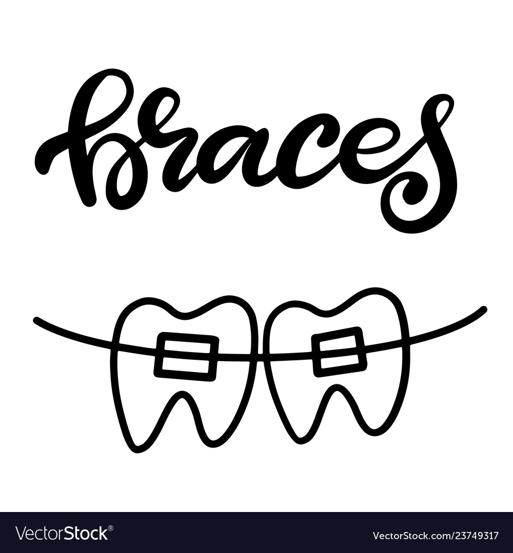 Lettering with braces on teeth