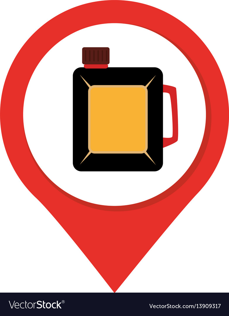 Map pointer with container of petroleum