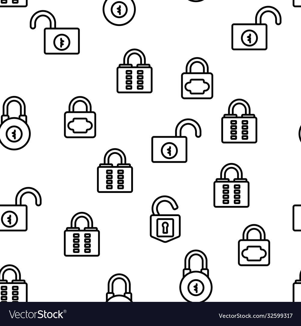 Padlock security tool seamless pattern vector image Padlock security tool seamless pattern