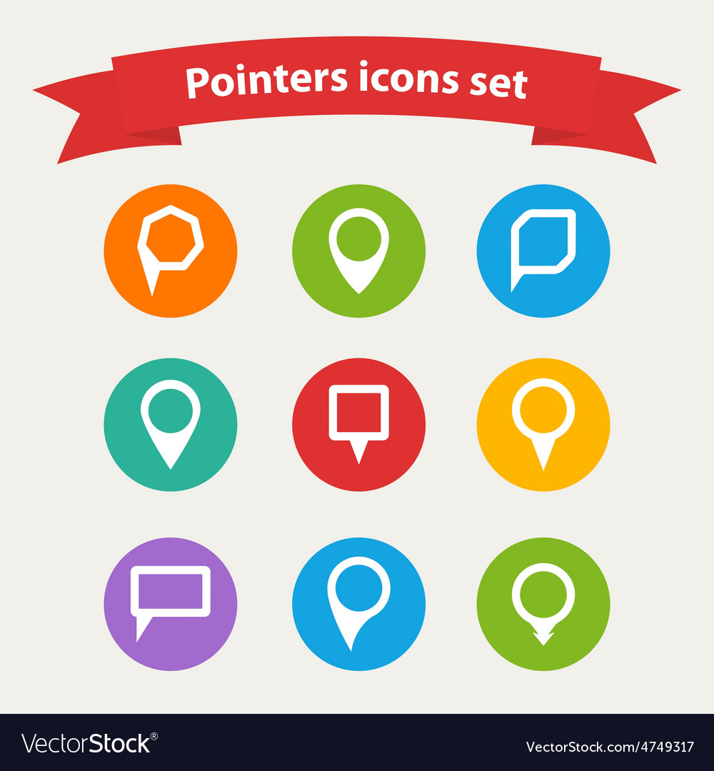 Pointer white icons set various forms