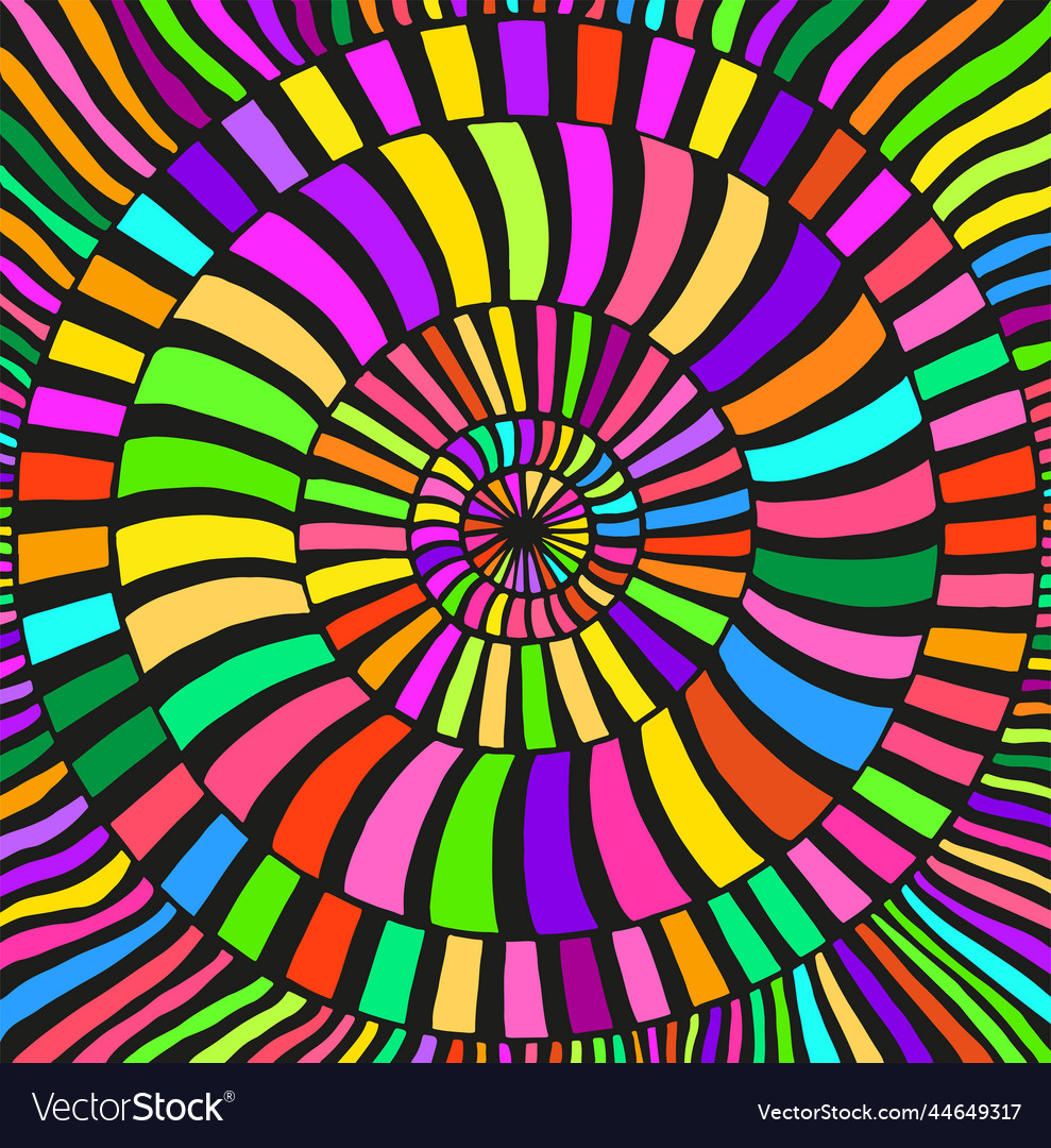 Rainbow psychedelic colorful pattern with many vector image Rainbow psychedelic colorful pattern with many